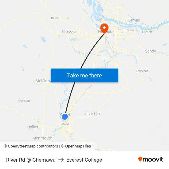 River Rd @ Chemawa to Everest College map