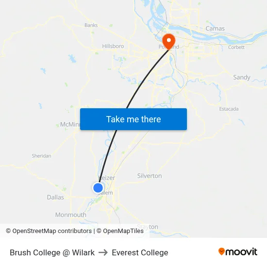 Brush College @ Wilark to Everest College map