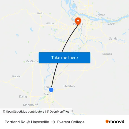 Portland Rd @ Hayesville to Everest College map