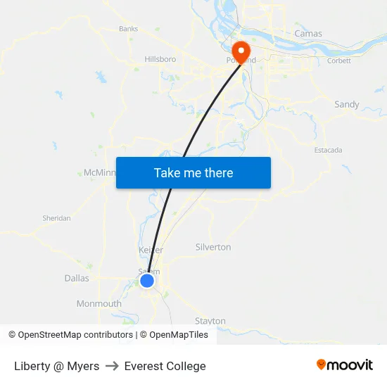 Liberty @ Myers to Everest College map