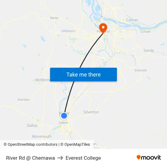 River Rd @ Chemawa to Everest College map