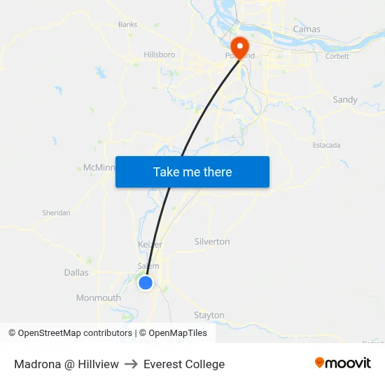 Madrona @ Hillview to Everest College map