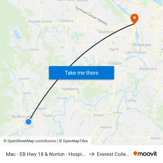 Mac - EB Hwy 18 & Norton - Hospital to Everest College map