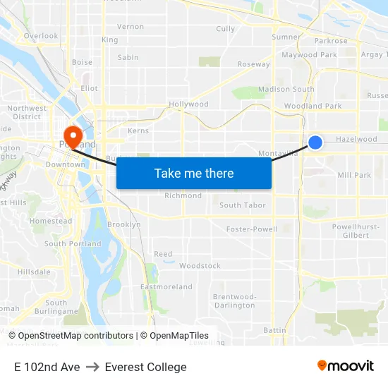 E 102nd Ave to Everest College map