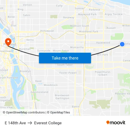 E 148th Ave to Everest College map