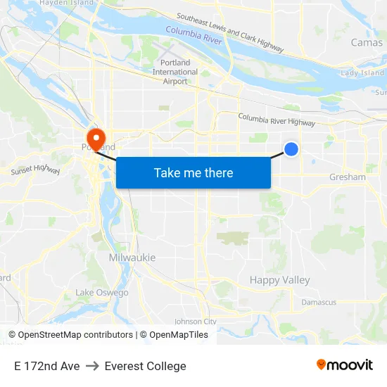 E 172nd Ave to Everest College map