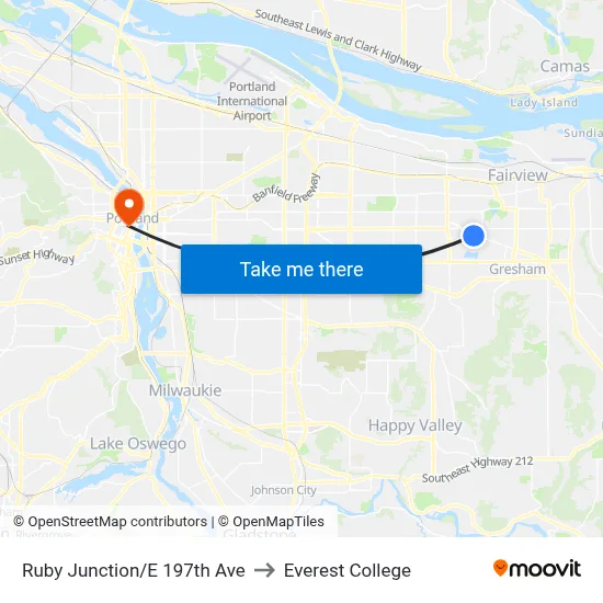 Ruby Junction/E 197th Ave to Everest College map