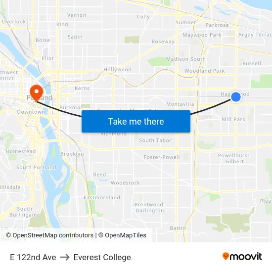 E 122nd Ave to Everest College map