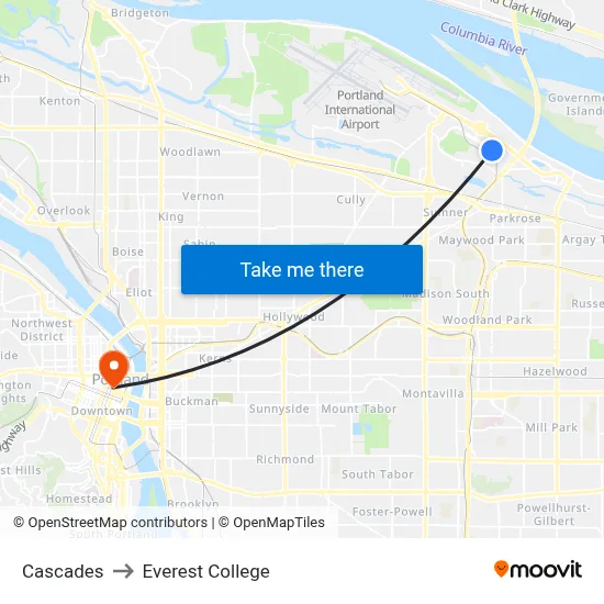 Cascades to Everest College map