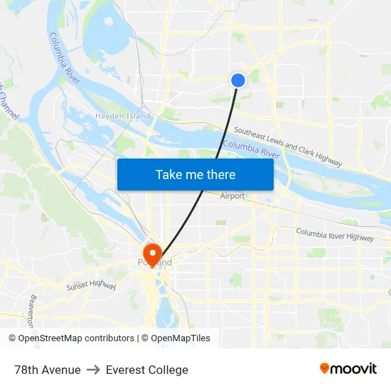 78th Avenue to Everest College map