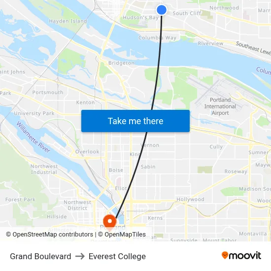 Grand Boulevard to Everest College map