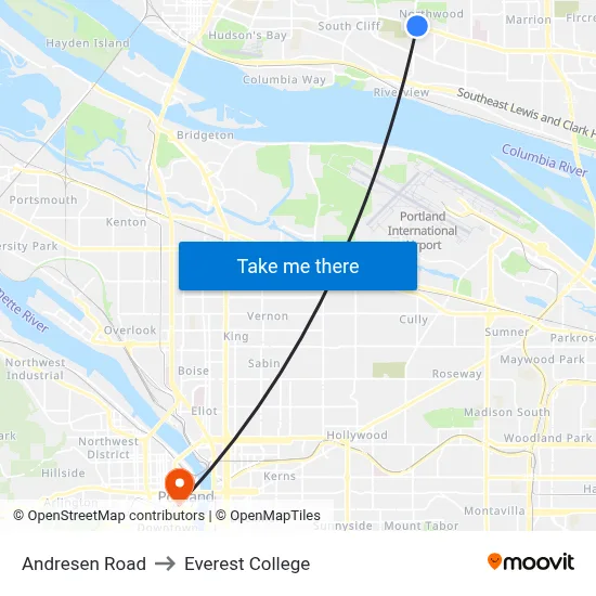 Andresen Road to Everest College map