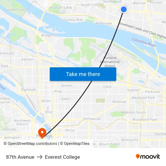87th Avenue to Everest College map