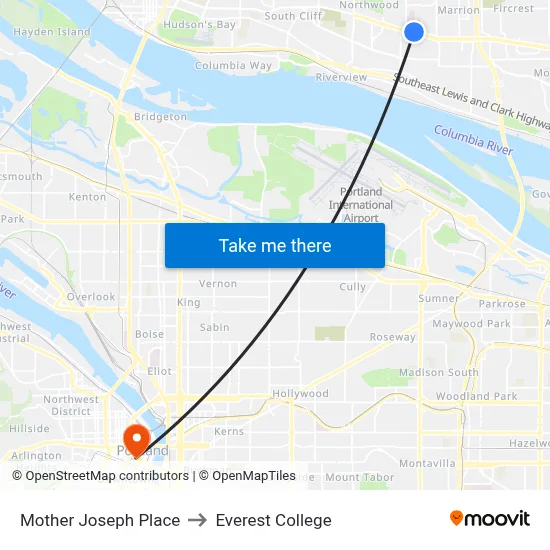 Mother Joseph Place to Everest College map