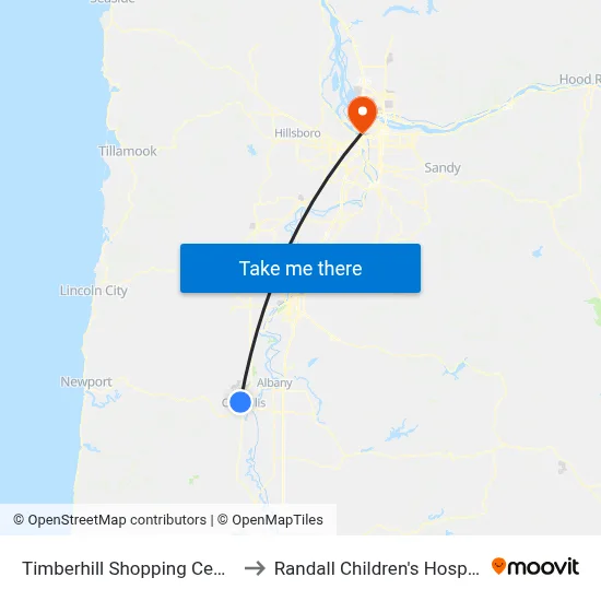 Timberhill Shopping Center to Randall Children's Hospital map