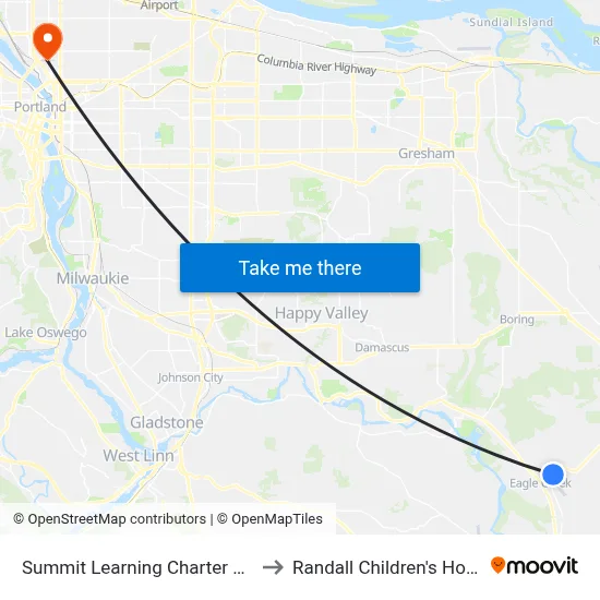 Summit Learning Charter School to Randall Children's Hospital map