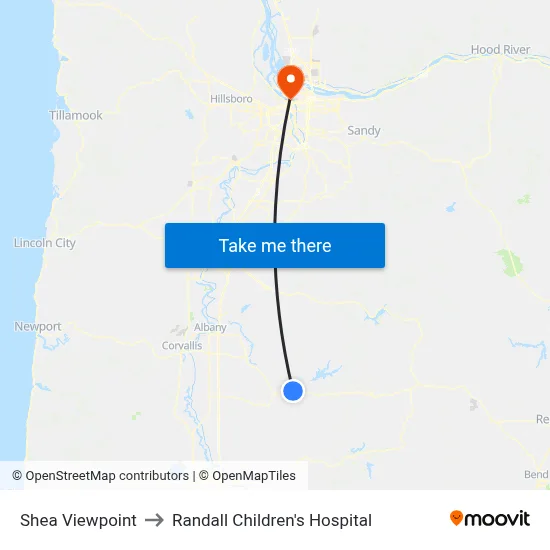 Shea Viewpoint to Randall Children's Hospital map