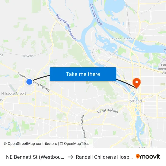 6700 Block Bennett St (WB) to Randall Children's Hospital map