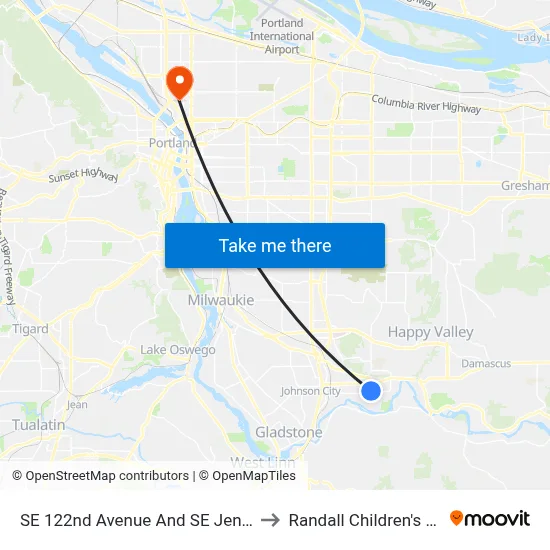 SE 122nd Avenue And SE Jennifer Street to Randall Children's Hospital map