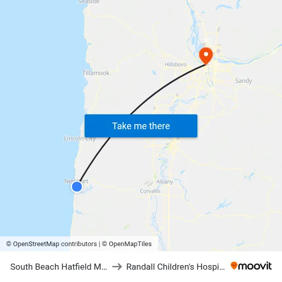 South Beach Hatfield Msc to Randall Children's Hospital map