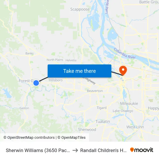 Sherwin Williams (3650 Pacific Ave) to Randall Children's Hospital map