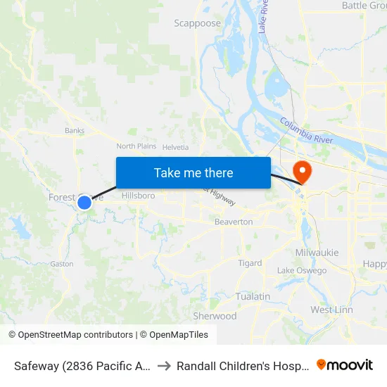 Safeway (2836 Pacific Ave) to Randall Children's Hospital map