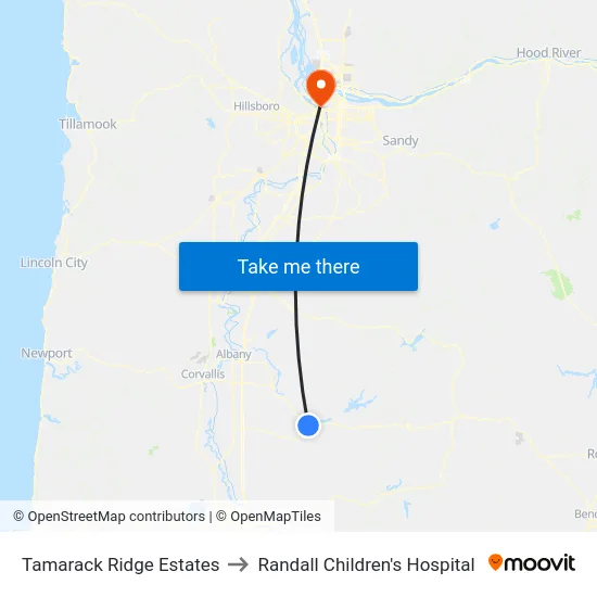 Tamarack Ridge Estates to Randall Children's Hospital map