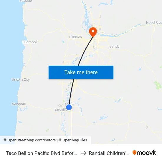 Taco Bell on Pacific Blvd Before Albany Station to Randall Children's Hospital map