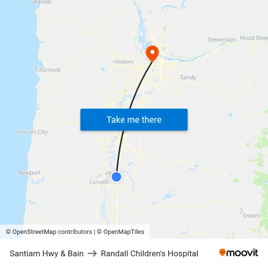 Santiam Hwy & Bain to Randall Children's Hospital map
