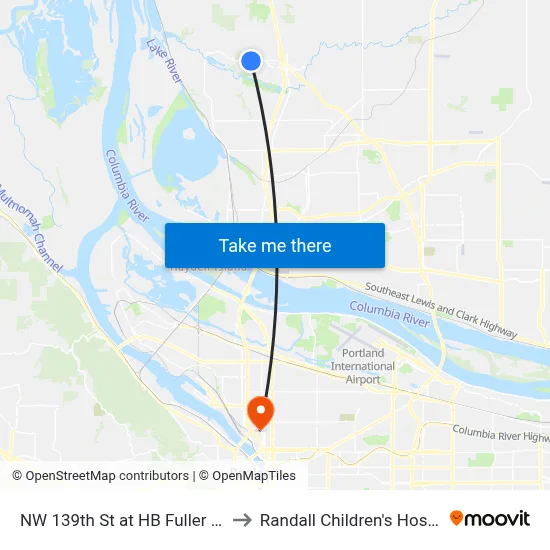 NW 139th St at HB Fuller Park to Randall Children's Hospital map