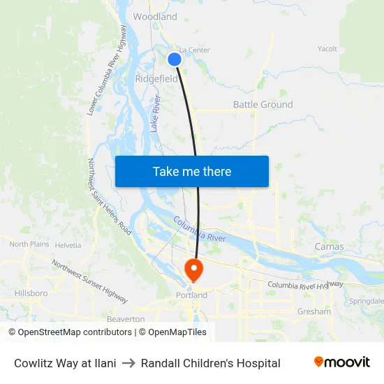 Cowlitz Way at Ilani to Randall Children's Hospital map