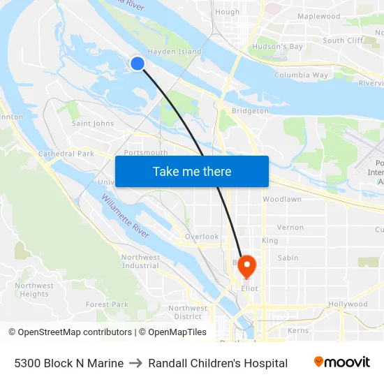 5300 Block N Marine to Randall Children's Hospital map