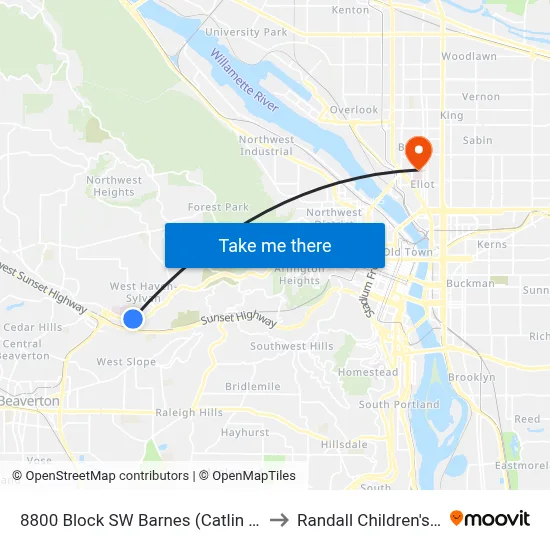 8800 Block SW Barnes (Catlin Gabel School) to Randall Children's Hospital map