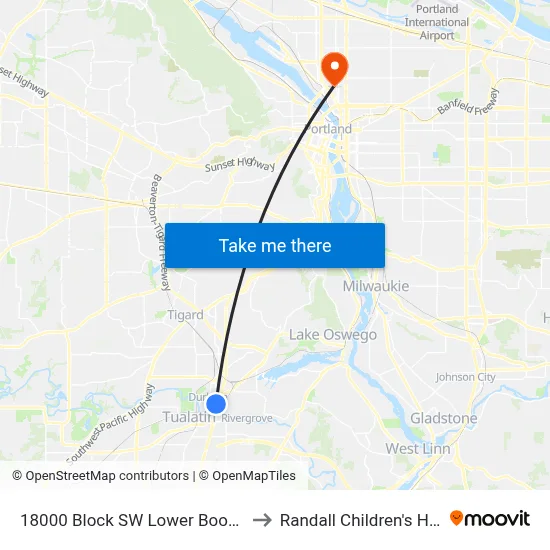 18000 Block SW Lower Boones Ferry to Randall Children's Hospital map