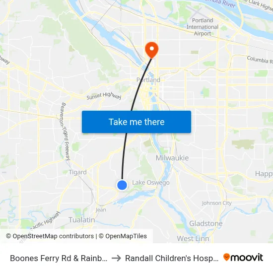 Boones Ferry Rd & Rainbow to Randall Children's Hospital map