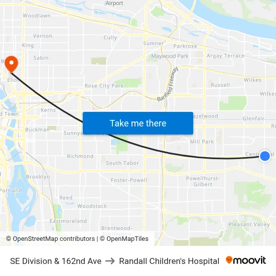 SE Division & 162nd Ave to Randall Children's Hospital map