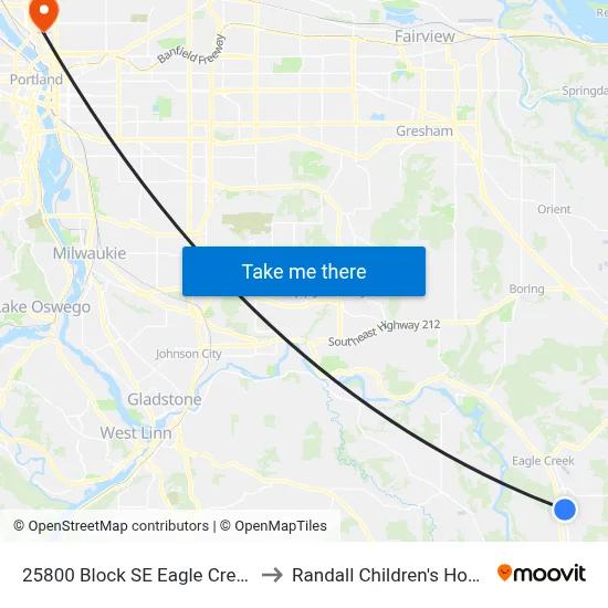 25800 Block SE Eagle Creek Rd to Randall Children's Hospital map