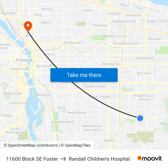 11600 Block SE Foster to Randall Children's Hospital map