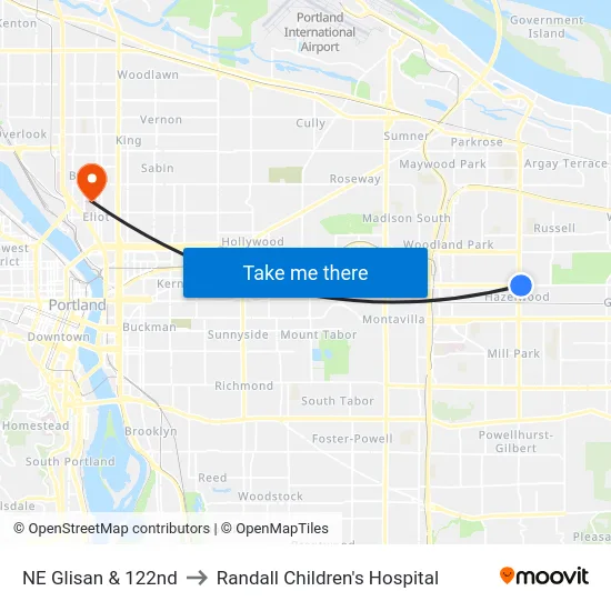 NE Glisan & 122nd to Randall Children's Hospital map