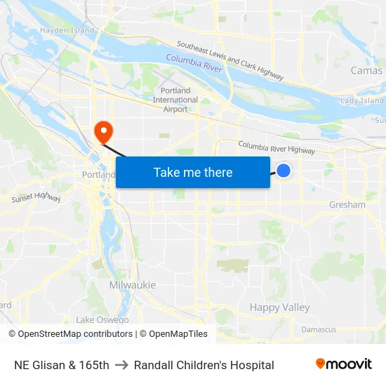 NE Glisan & 165th to Randall Children's Hospital map