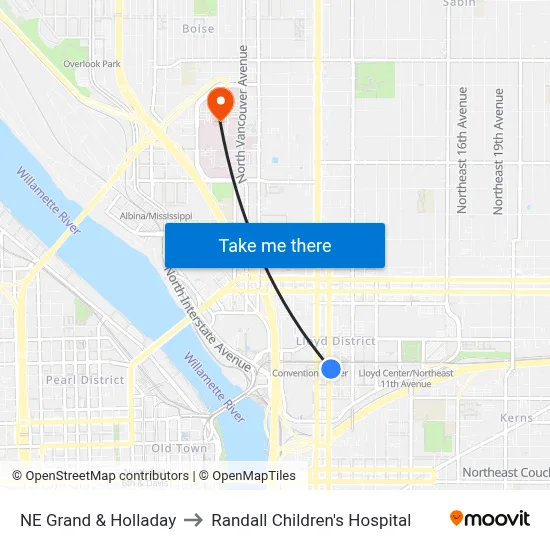 NE Grand & Holladay to Randall Children's Hospital map