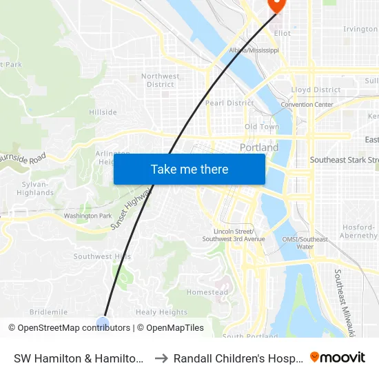 SW Hamilton & Hamilton Ct to Randall Children's Hospital map