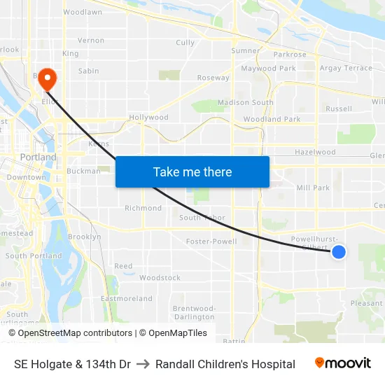 SE Holgate & 134th Dr to Randall Children's Hospital map