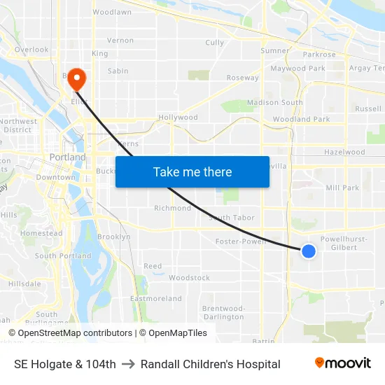 SE Holgate & 104th to Randall Children's Hospital map