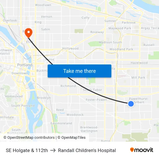 SE Holgate & 112th to Randall Children's Hospital map