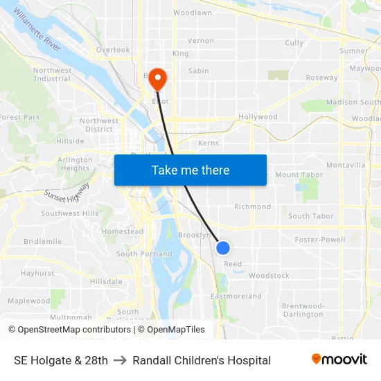 SE Holgate & 28th to Randall Children's Hospital map