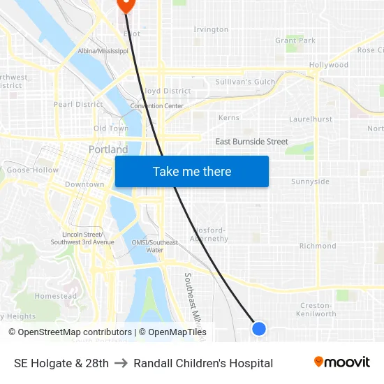 SE Holgate & 28th to Randall Children's Hospital map