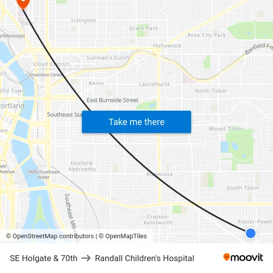 SE Holgate & 70th to Randall Children's Hospital map