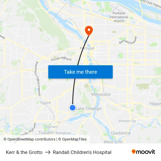 Kerr & the Grotto to Randall Children's Hospital map