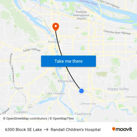 6300 Block SE Lake to Randall Children's Hospital map